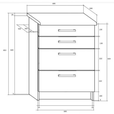 Apatinė spintelė PALO S60/4SZ 1