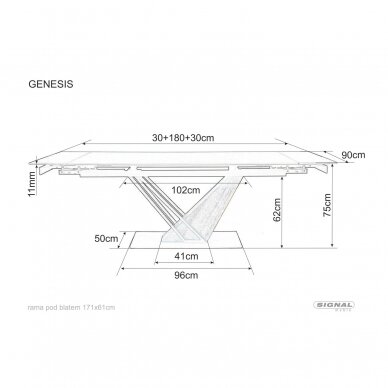 Išskleidžiamas stalas Genesis White 180 2